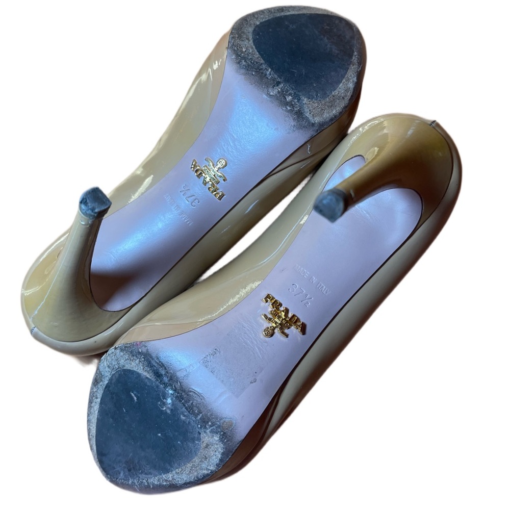 Auth Nude Beige Prada Peep Toe Heels - Picture 6 of 8